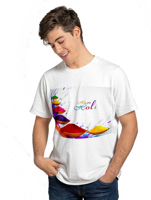 round neck holi print t-shirt - 19089278 - Standard Image - 0