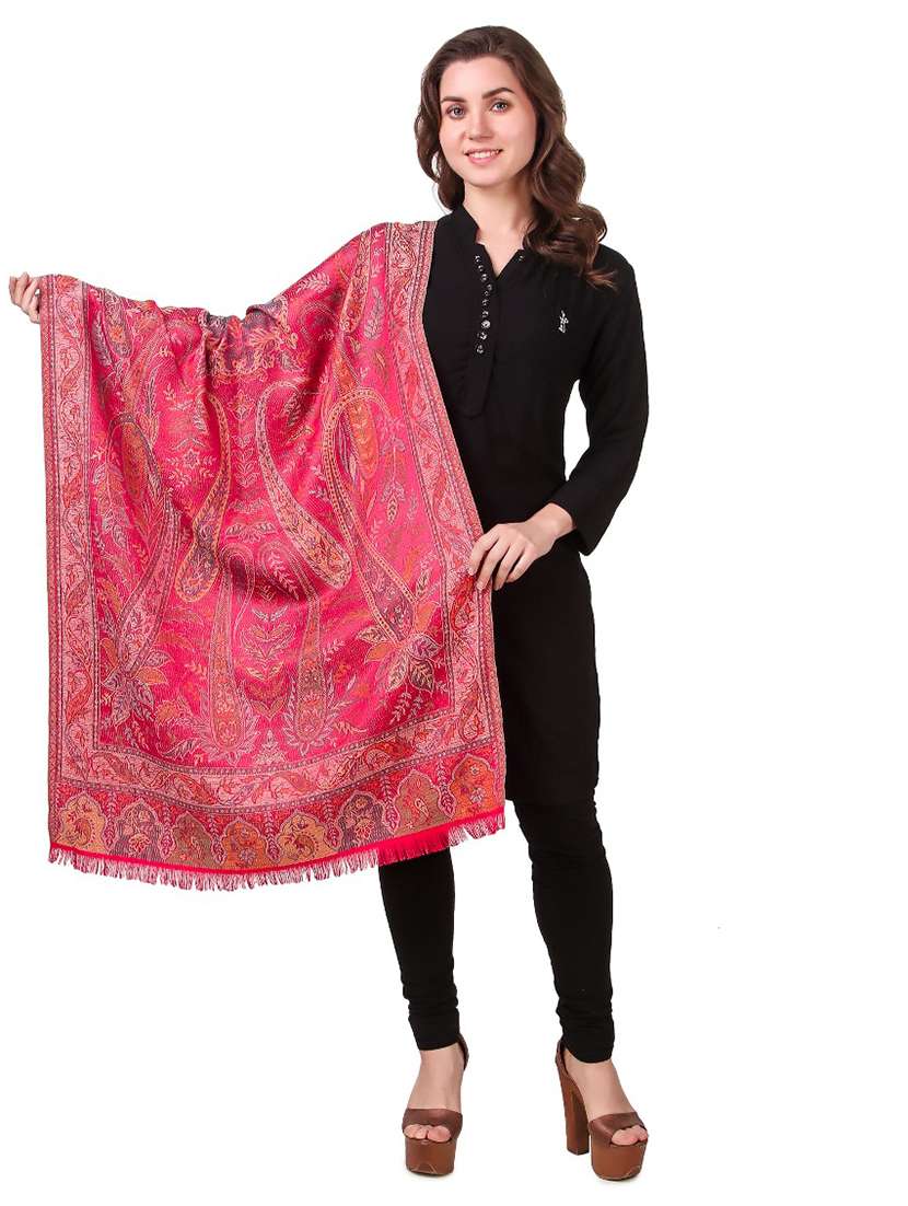 pink self design scarf