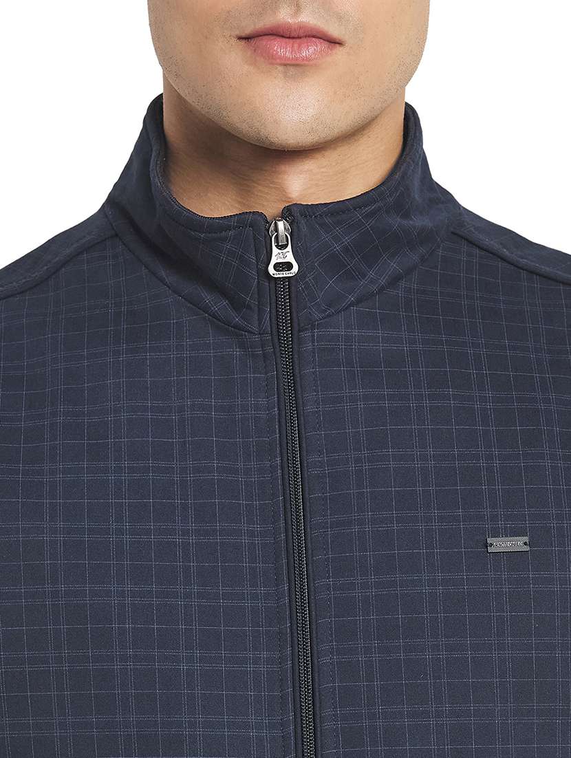 navy blue checked casual jacket - 19089619 - Standard Image - 5
