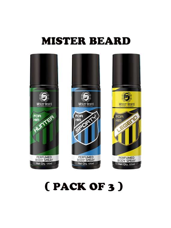 hunter, sporty & legend perfumed body spray, pack of 3