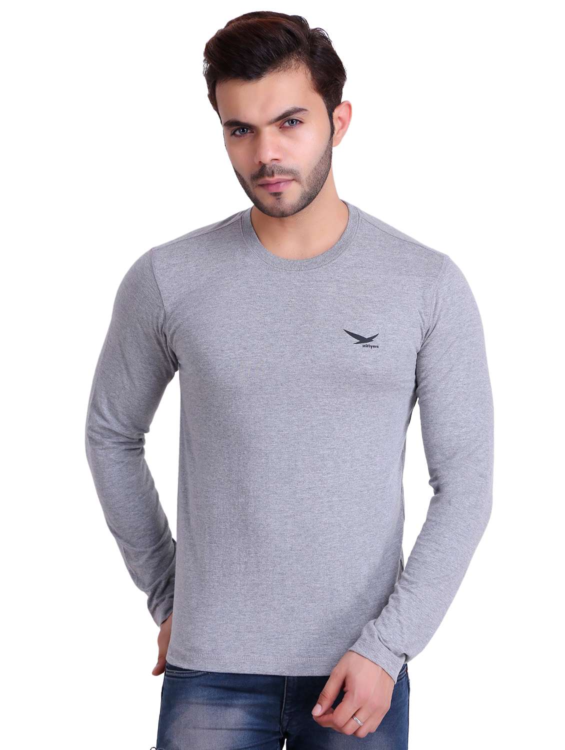 grey solid regular t-shirt - 19090201 - Zoom Image - 0