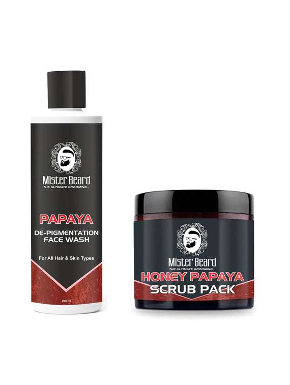 papaya de-pigmentation facewash 200ml with honey papaya scrub 100gm