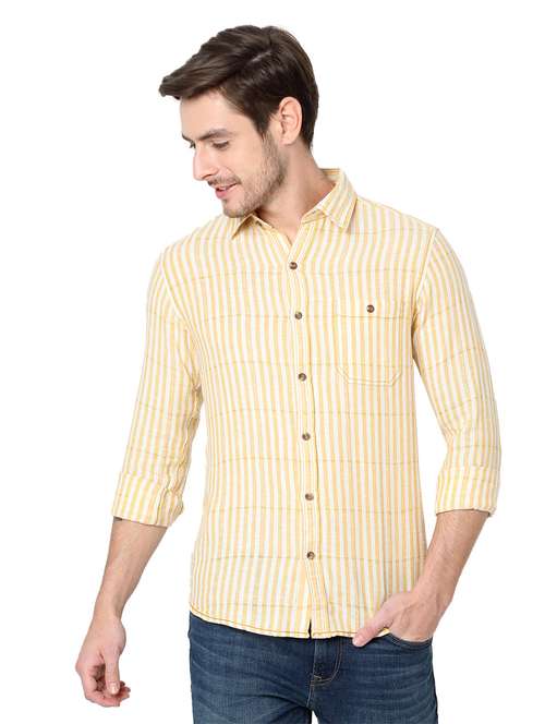 yellow cotton casual shirt - 19100296 - Standard Image - 0
