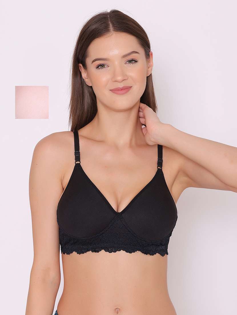 pink cotton regular bra