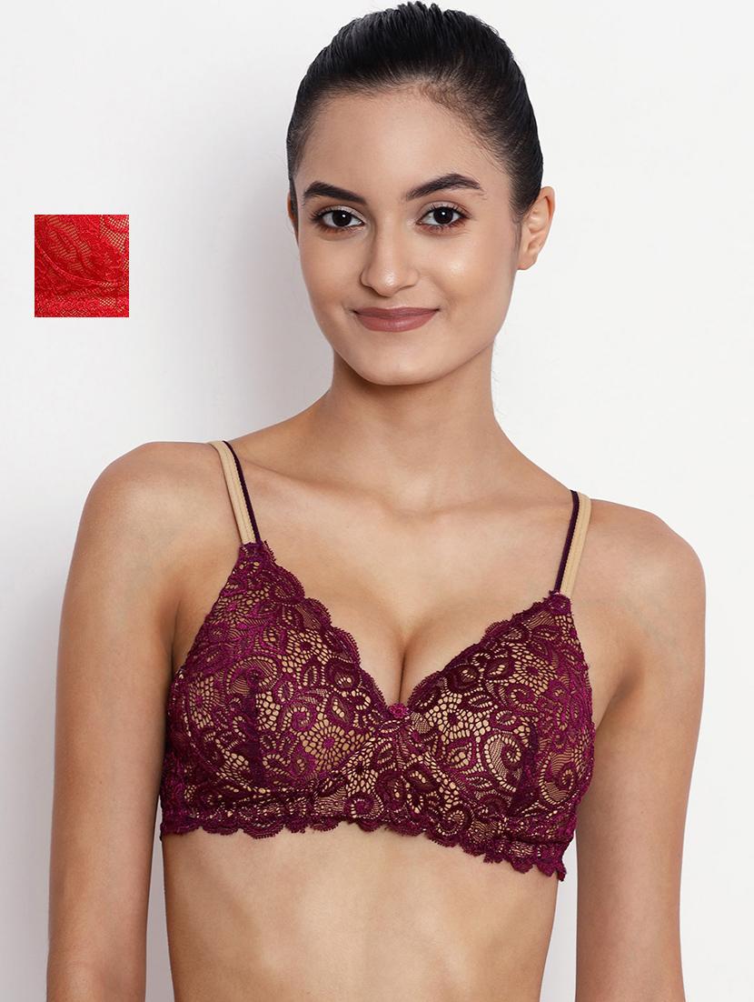 pack of 2 laced push up bra