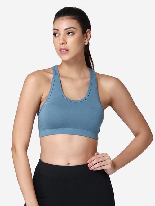 blue cotton sports bra - 19100715 -  Standard Image - 0