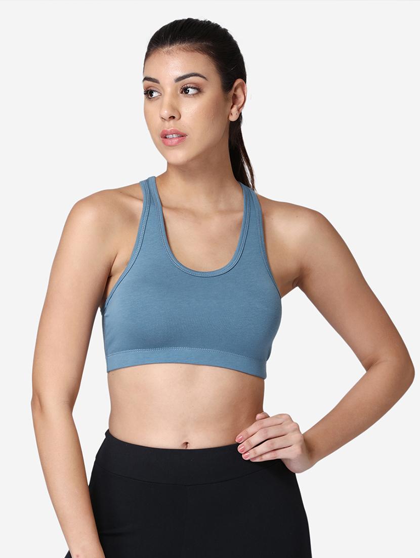 blue cotton sports bra - 19100715 -  Zoom Image - 0