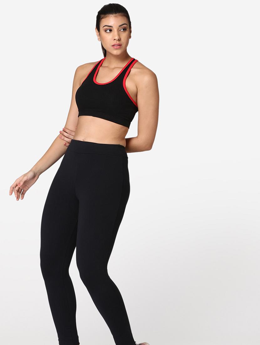 black cotton sports bra - 19100716 - Standard Image - 3