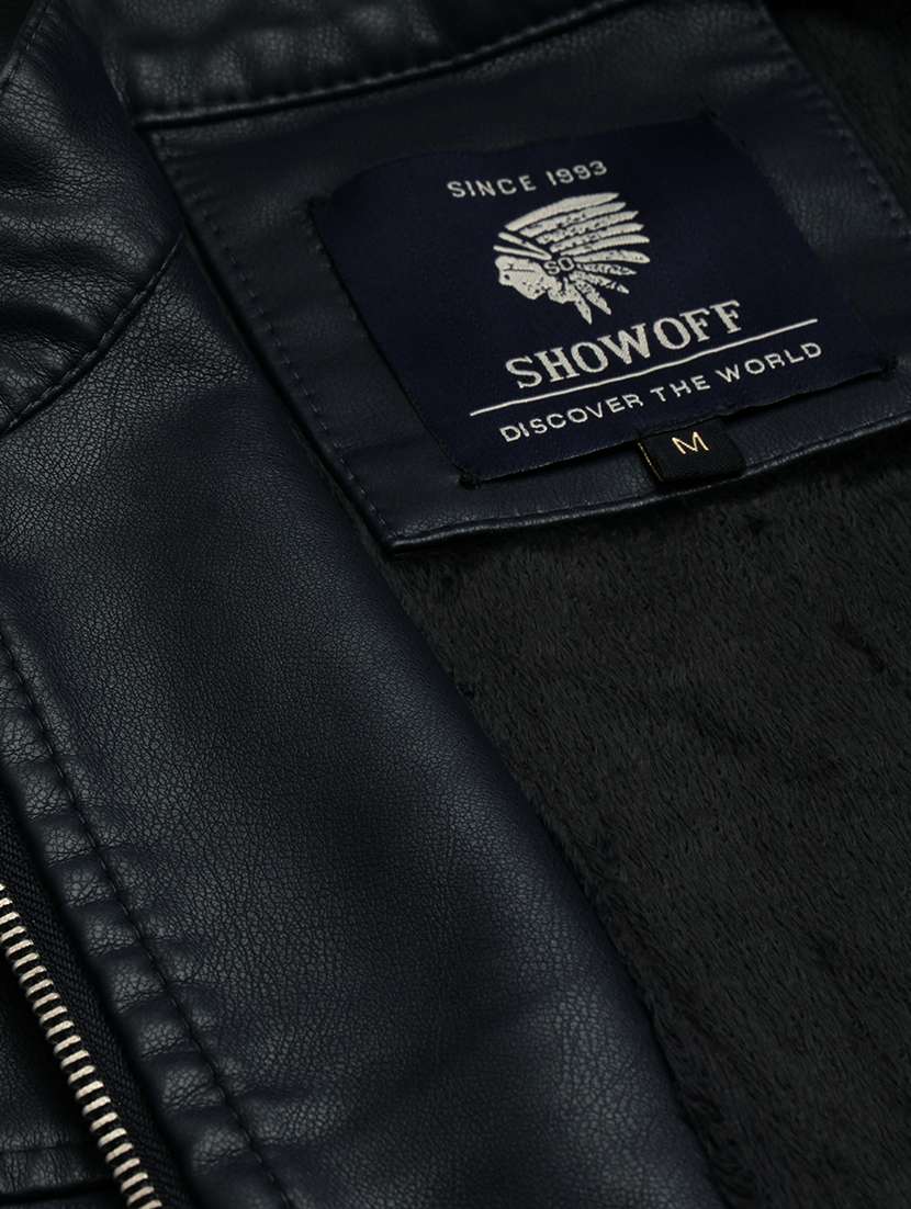 navy blue leather casual jacket - 19101538 -  Standard Image - 5
