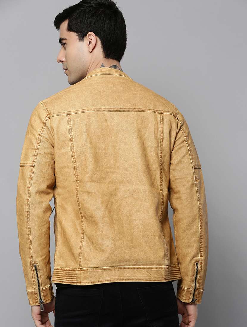 beige leather casual jacket - 19101565 -  Standard Image - 3
