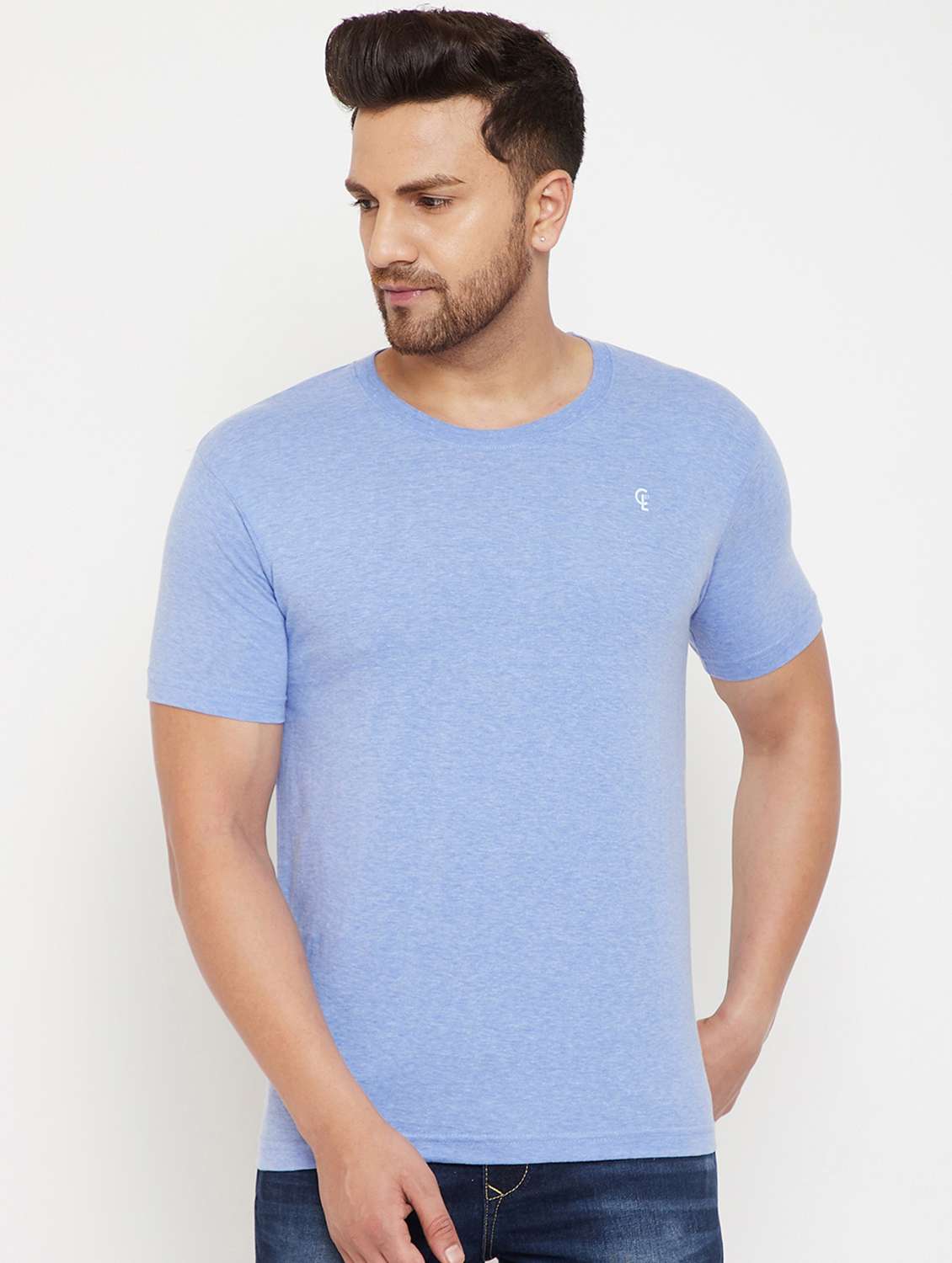 blue solid regular t-shirt