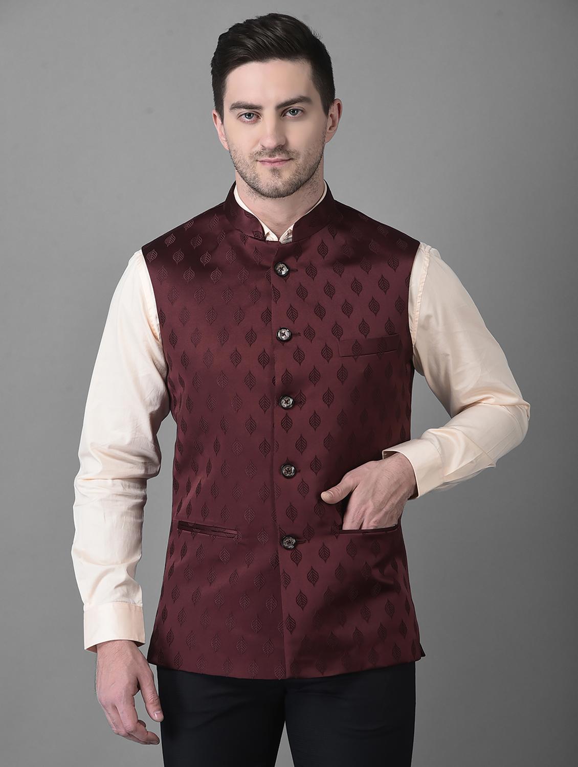 red classic nehru jacket - 19102176 - Zoom Image - 0