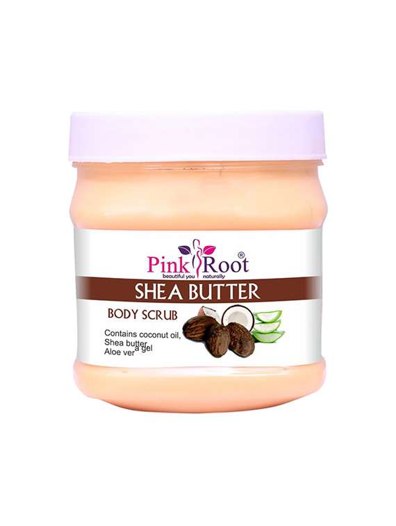 shea butter body scrub contains coconut oil, shea butter aloe vera gel