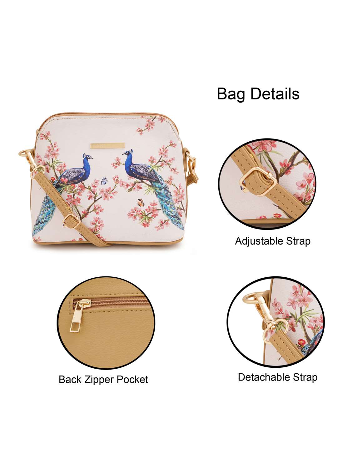 beige leatherette (pu) sling bag - 19108467 - Standard Image - 5