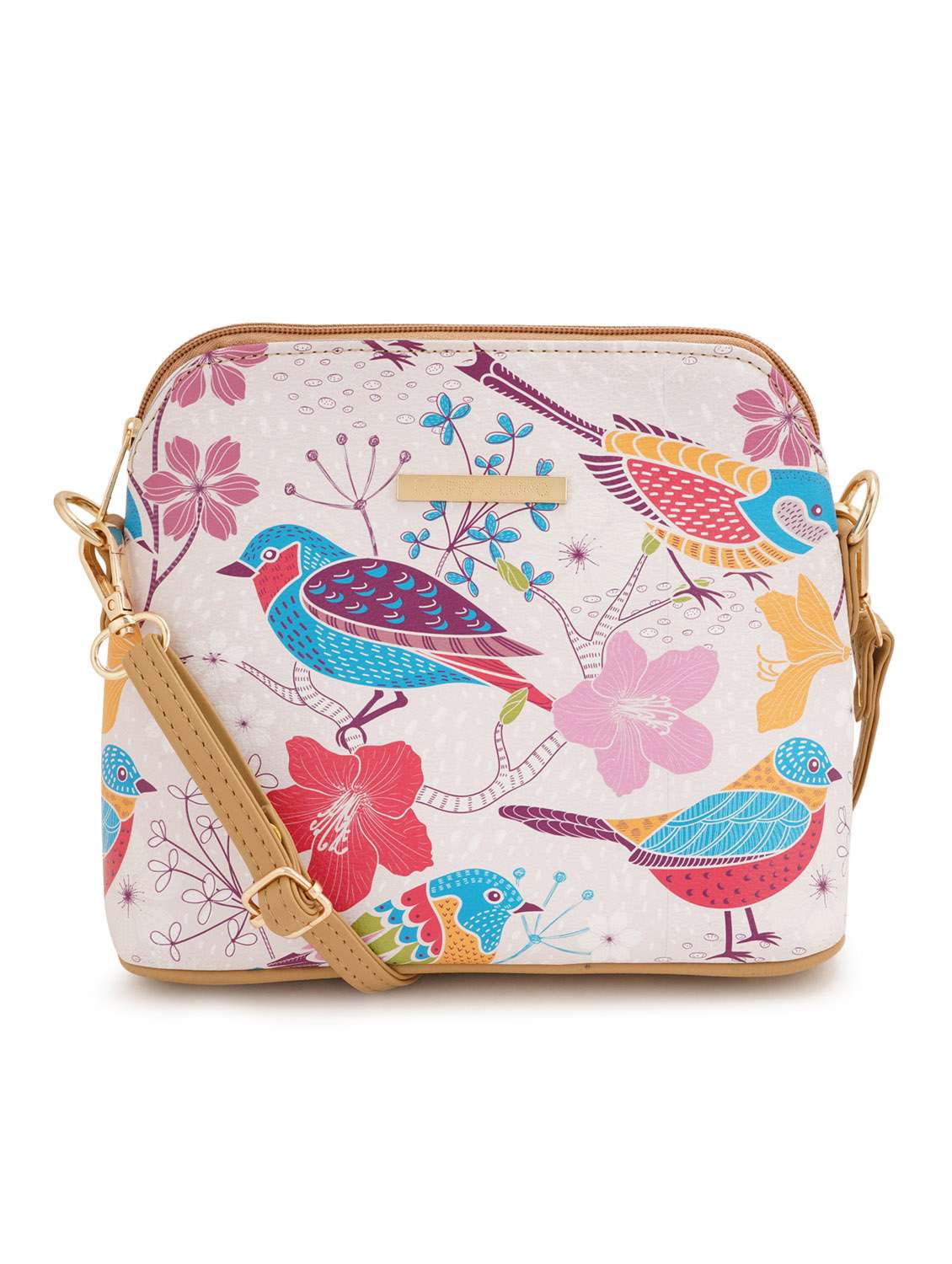 beige leatherette (pu) sling bag