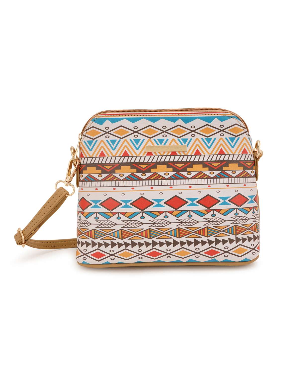 beige leatherette (pu) sling bag