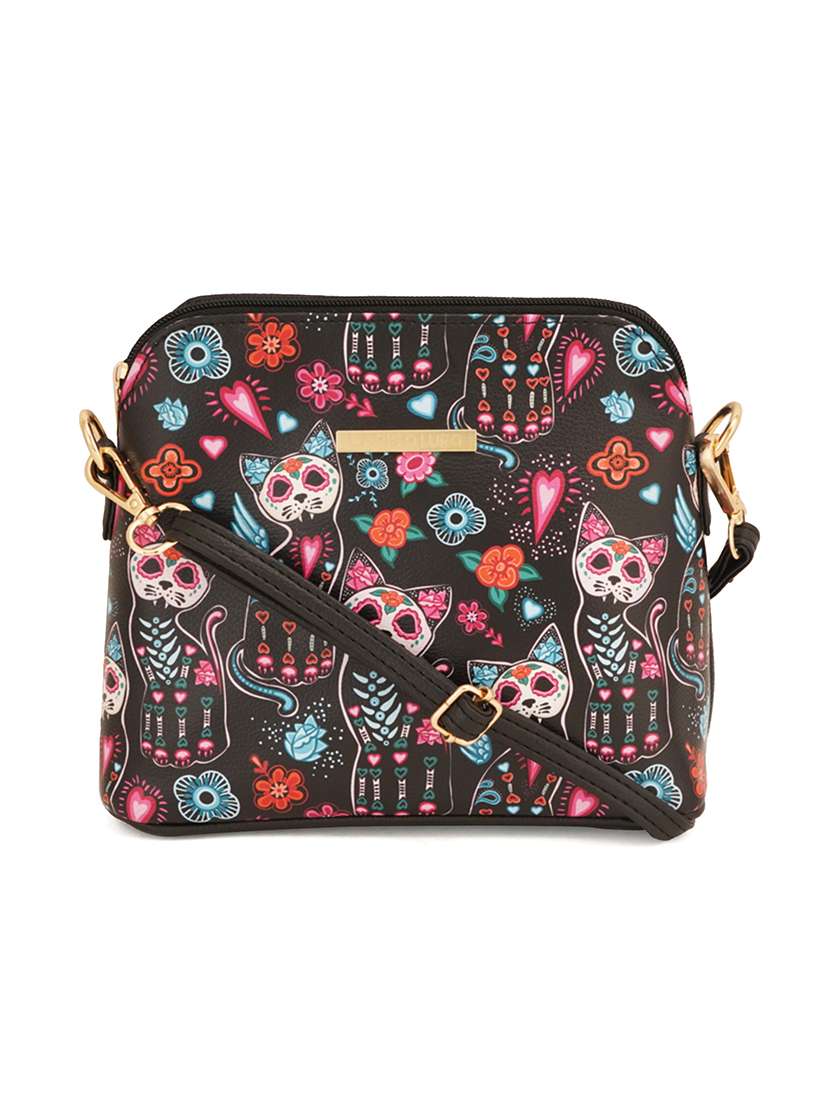 black leatherette (pu) sling bag