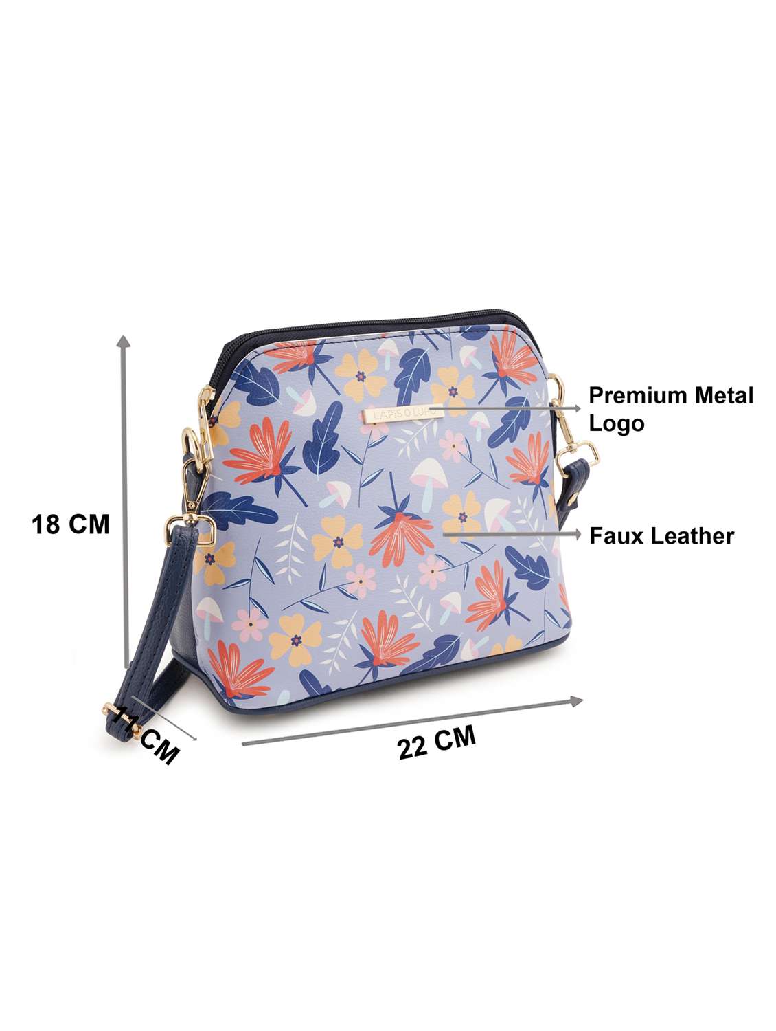 blue coloured leatherette (pu) regular sling bag - 19108496 - Standard Image - 5