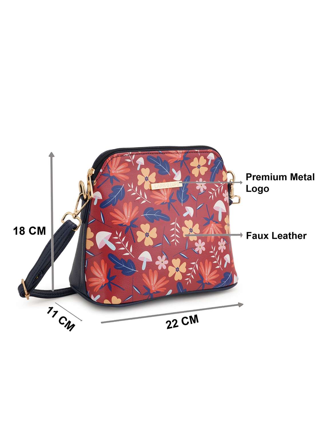blue coloured leatherette (pu) regular sling bag - 19108499 - Standard Image - 5