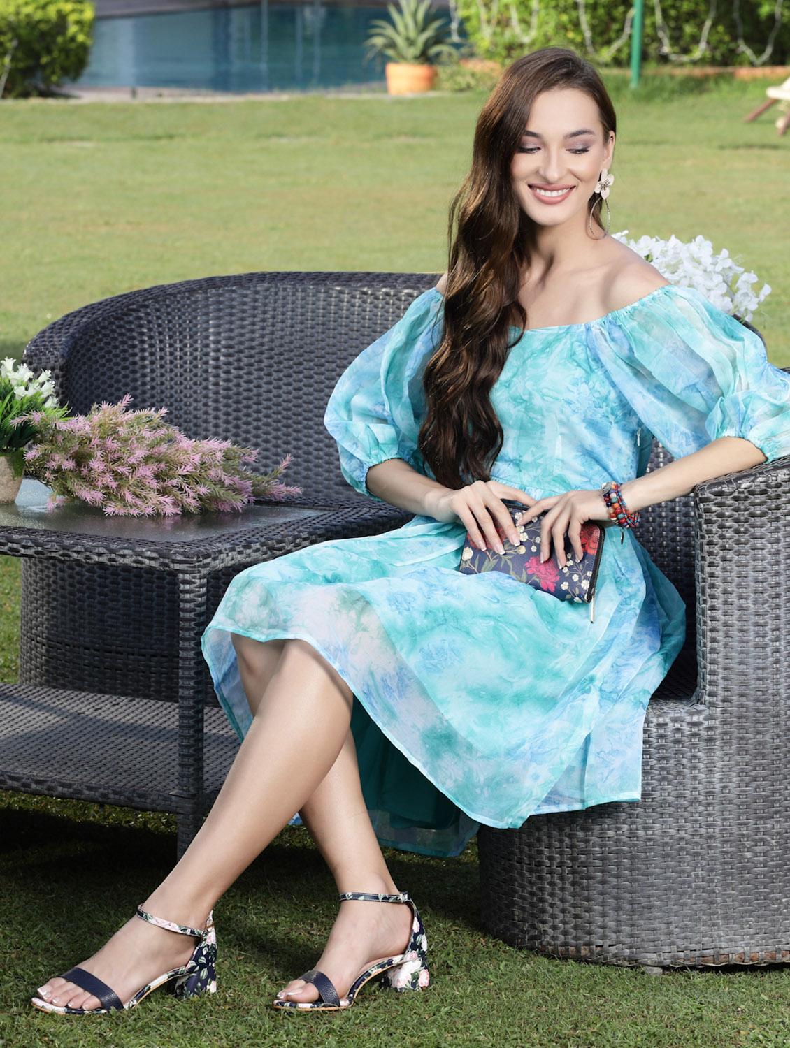 sea green fit & flare dress - 19108896 - Standard Image - 3