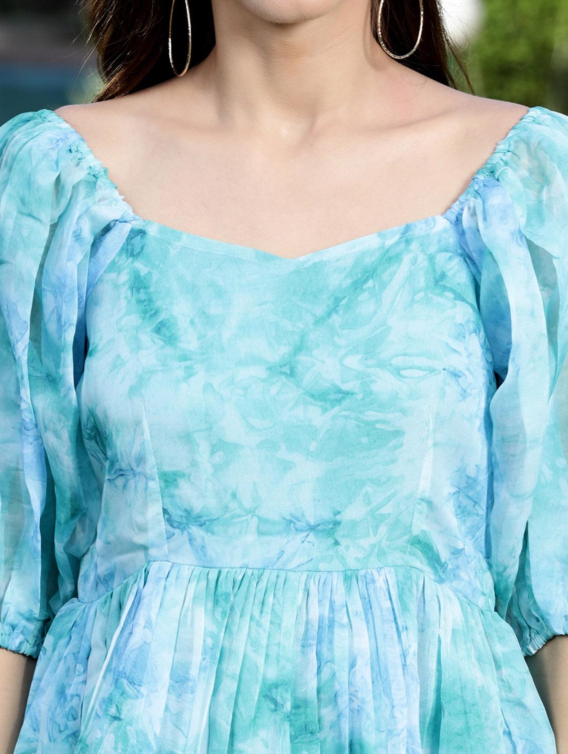 sea green fit & flare dress - 19108896 - Standard Image - 5