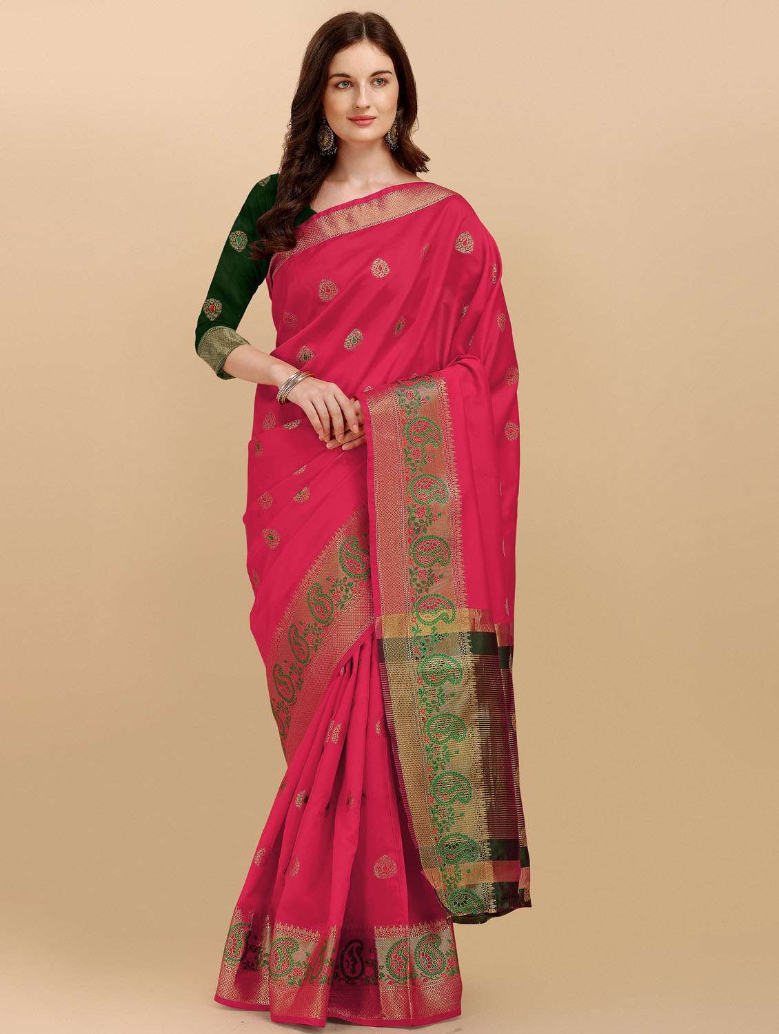 self design woven saree with blouse - 19109772 - Zoom Image - 0