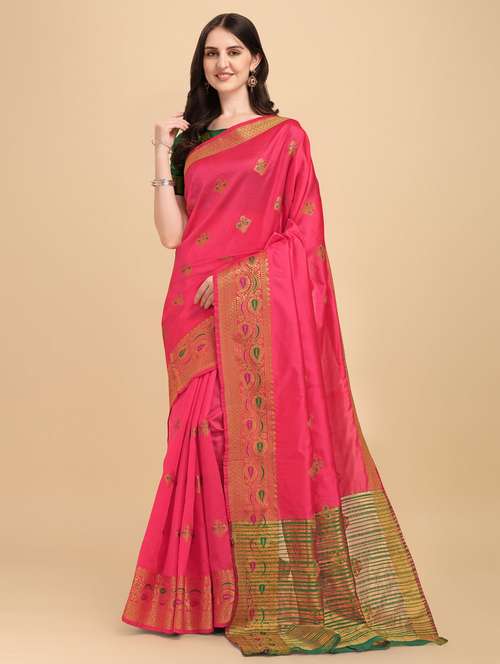 self design woven saree with blouse - 19109775 - Standard Image - 0