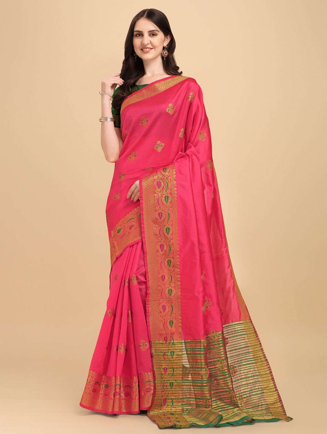 self design woven saree with blouse - 19109775 - Zoom Image - 0