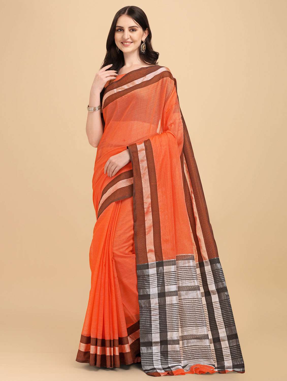 self design zari work woven saree with blouse - 19109781 - Zoom Image - 0