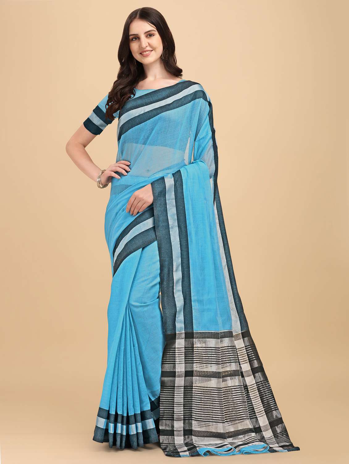 self design zari work woven saree with blouse - 19109783 - Zoom Image - 0