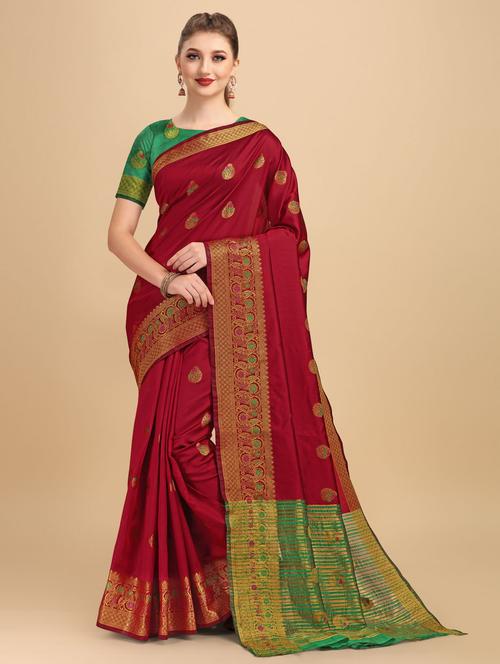 self design zari work woven saree - 19109802 -  Standard Image - 0