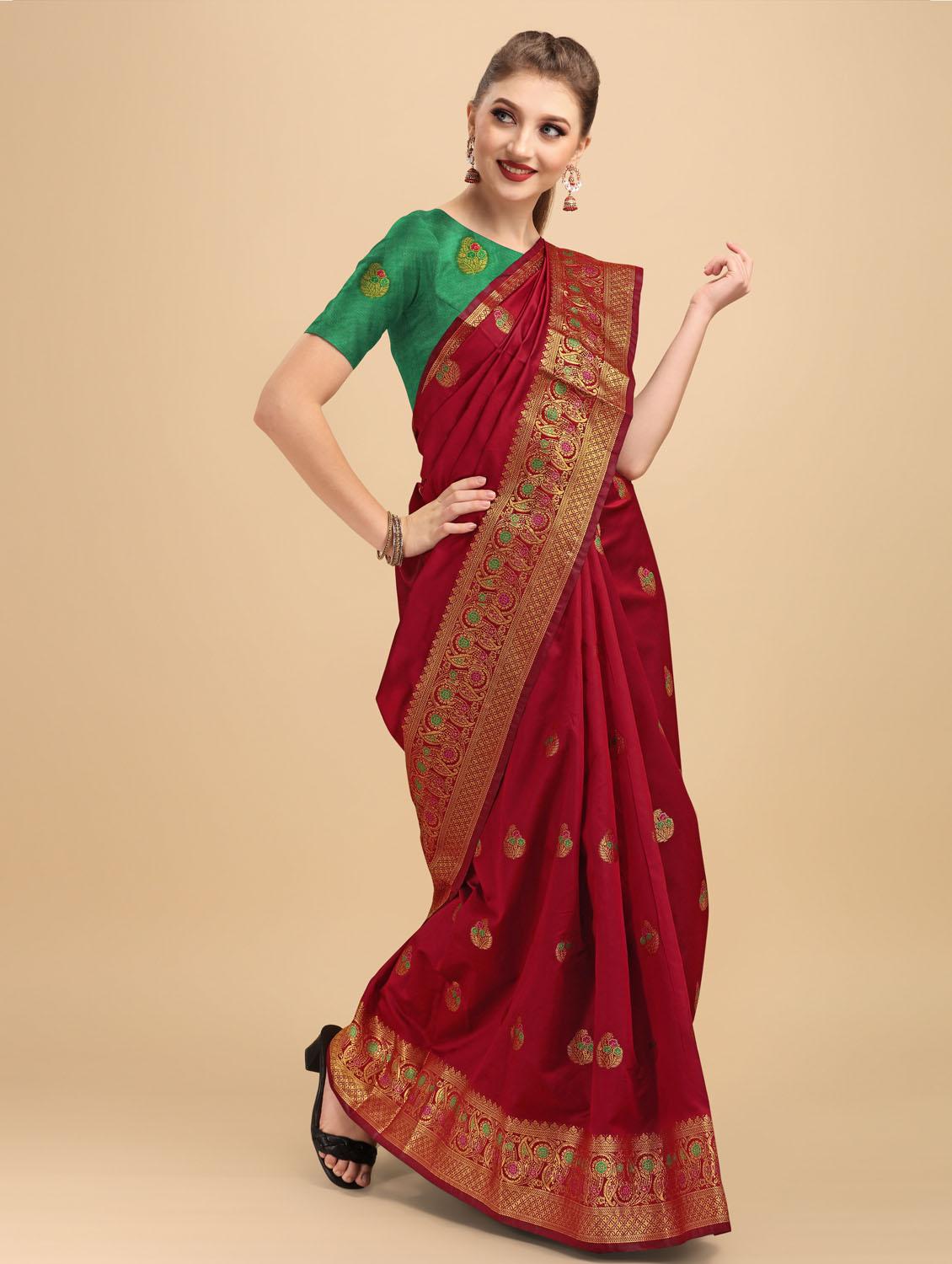 self design zari work woven saree - 19109802 - Standard Image - 3