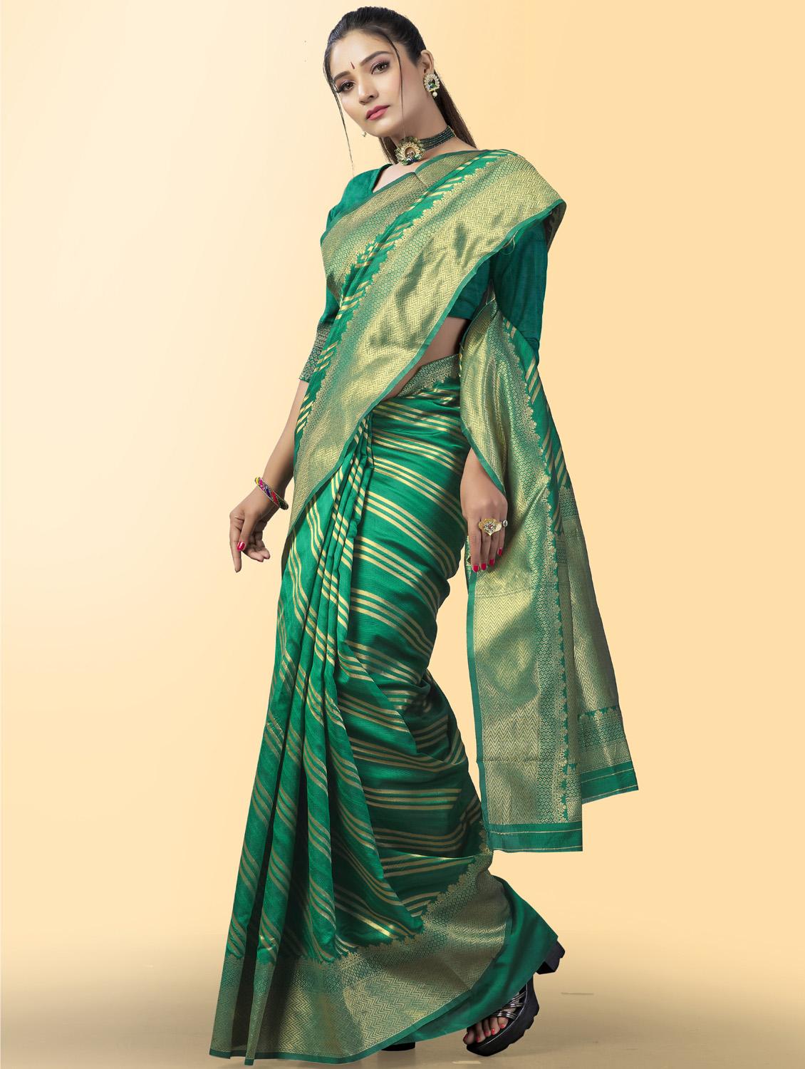 women's self design green colored saree - 19109820 - Zoom Image - 0