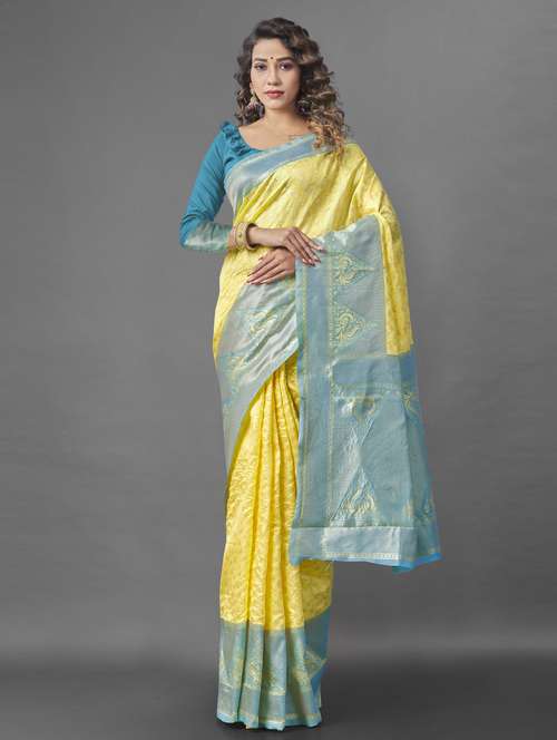 women's self design gold colored saree - 19109879 - Standard Image - 0