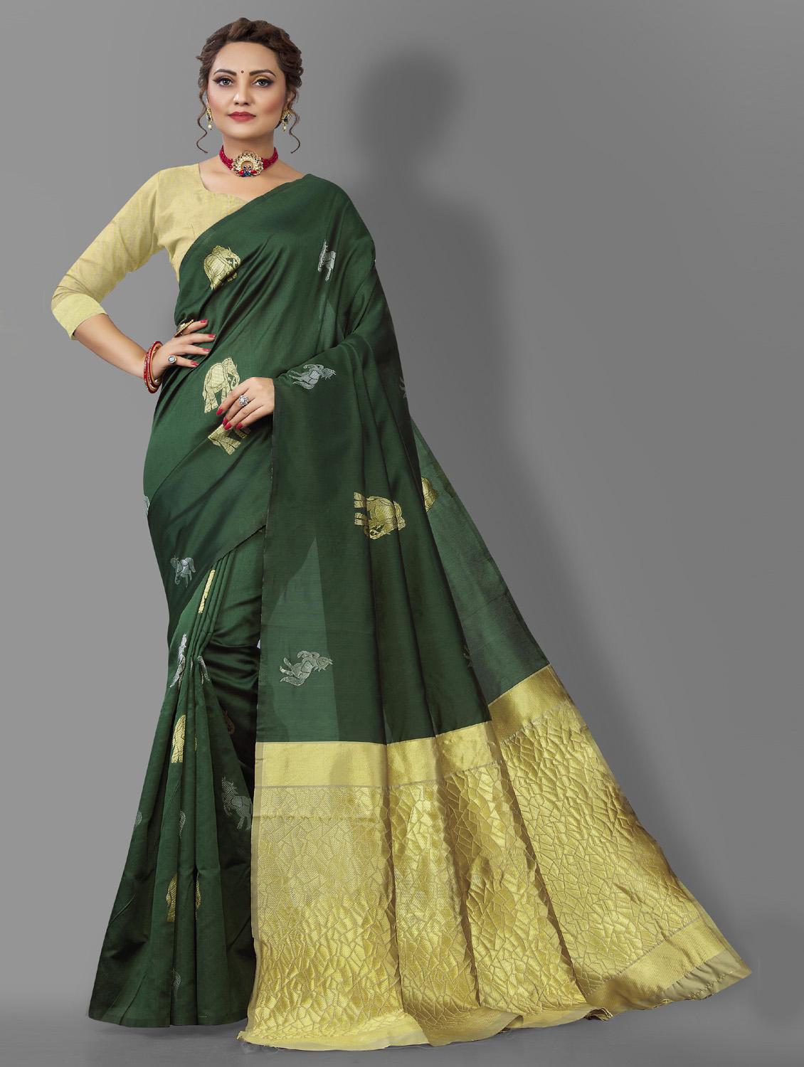 women's self design green colored saree - 19109928 - Zoom Image - 0