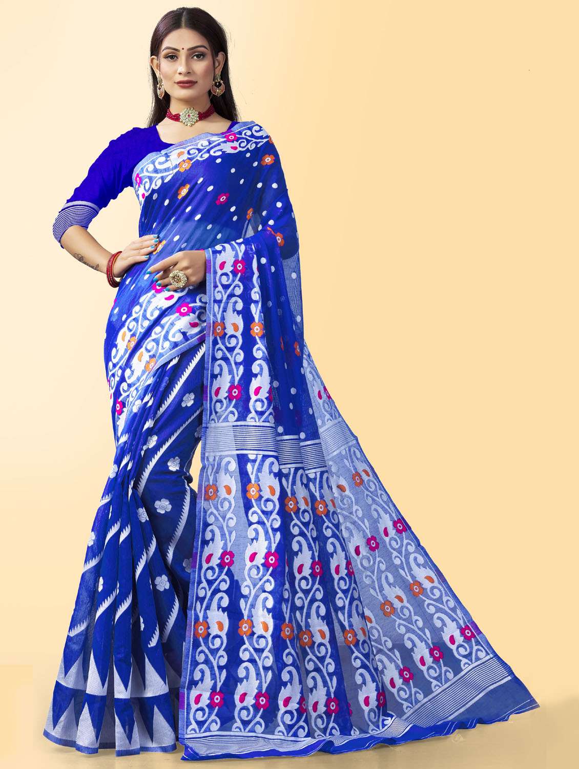 women's self design blue colored saree - 19109936 -  Zoom Image - 0