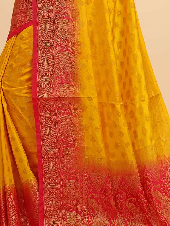 women's self design yellow colored saree - 19110032 -  Standard Image - 3