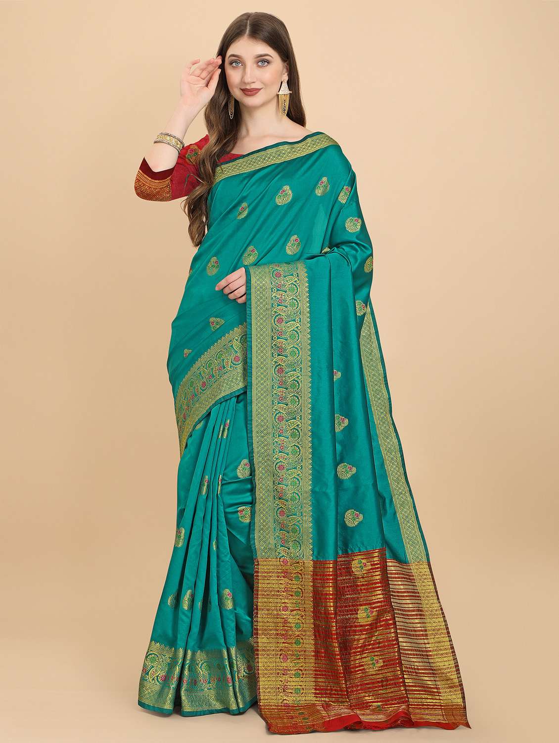 self design woven saree - 19110096 - Zoom Image - 0
