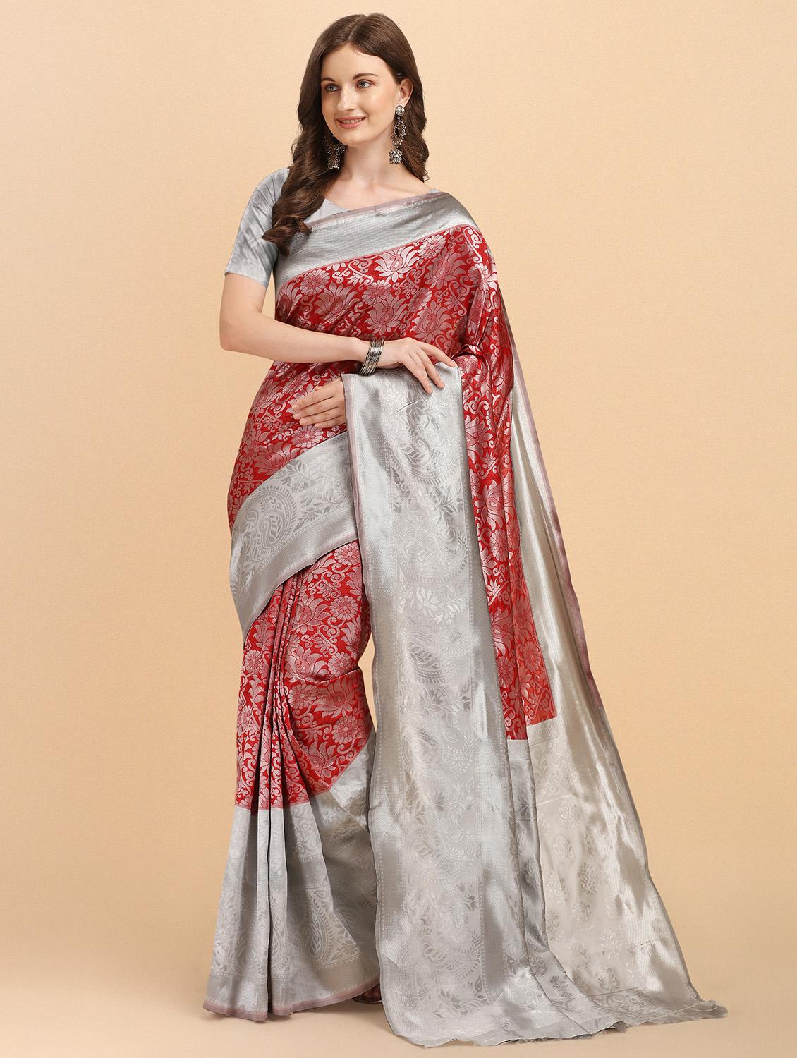 women's self design red colored saree - 19110110 - Zoom Image - 0