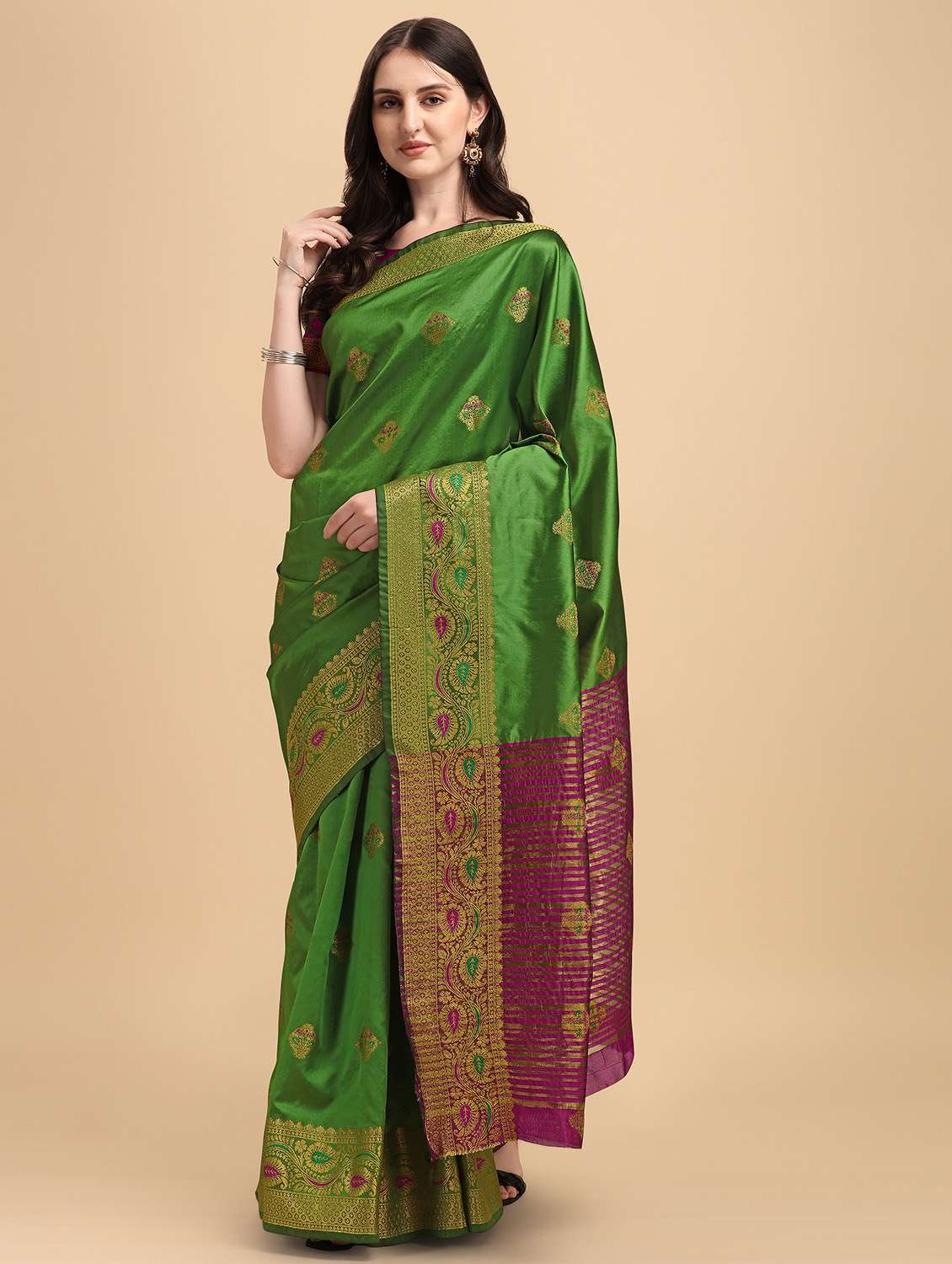 self design woven saree with blouse - 19110119 -  Zoom Image - 0