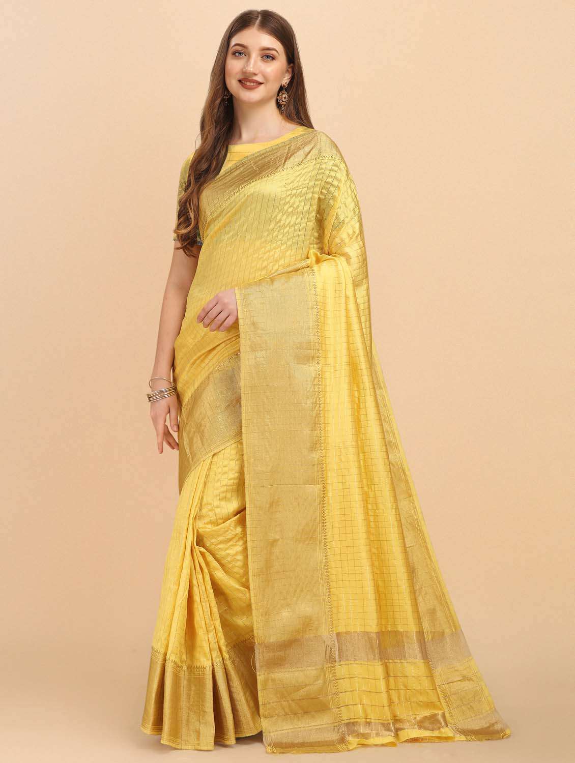 women's self design yellow colored saree - 19110133 - Zoom Image - 0