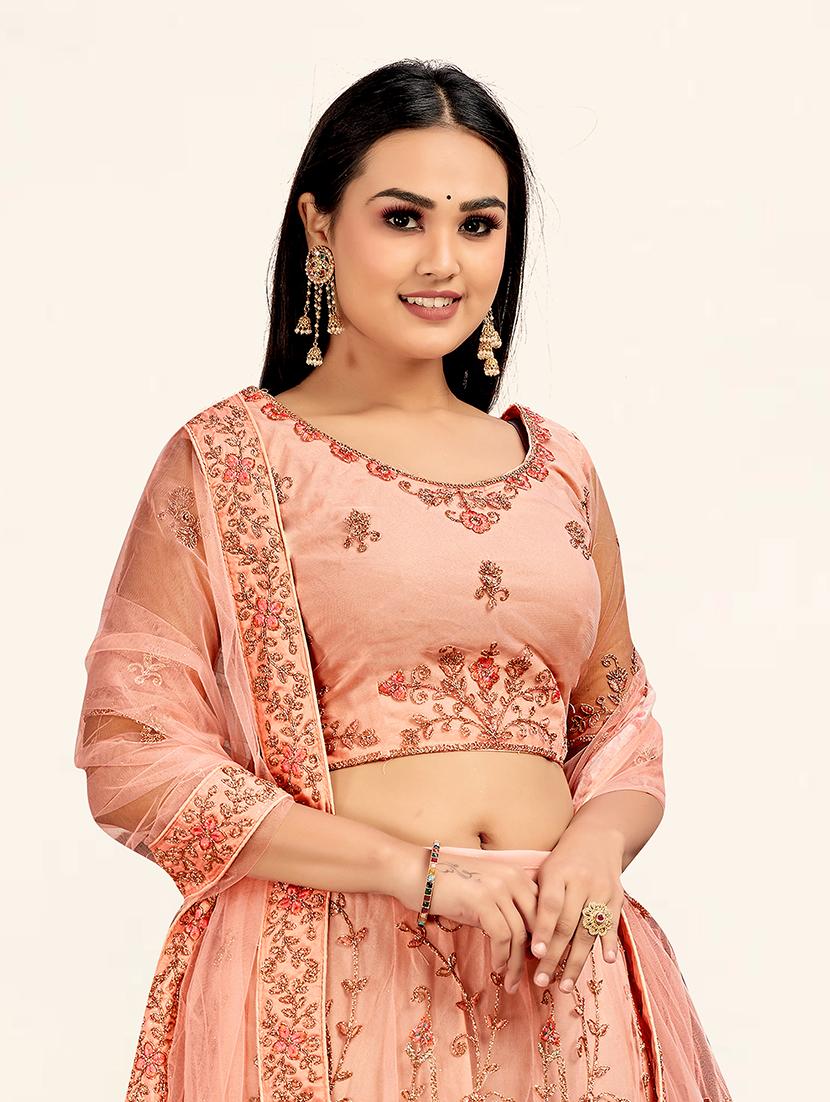 pink zari detailed flared lehenga - 19110396 - Standard Image - 3