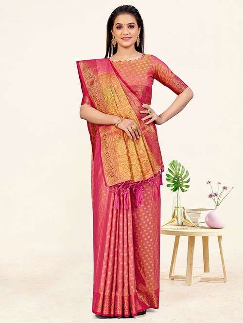 women's self design pink colored saree - 19110472 -  Standard Image - 0