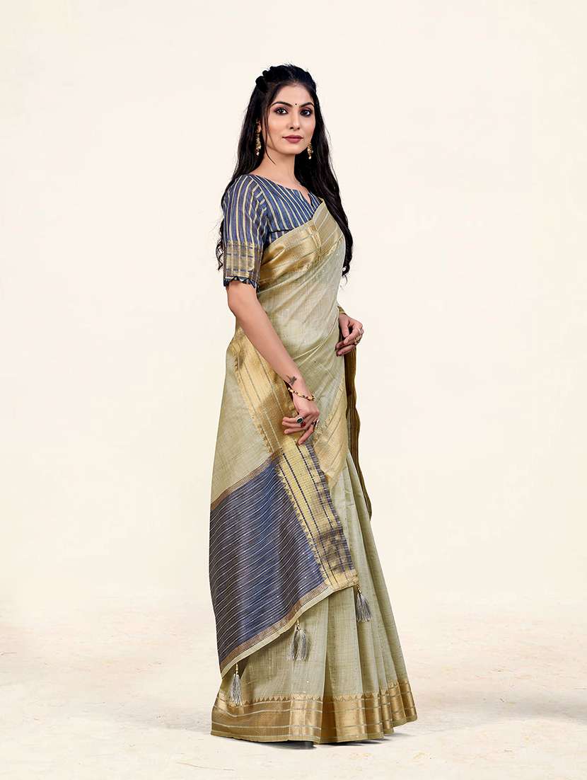 women's self design beige colored saree - 19110607 - Standard Image - 3