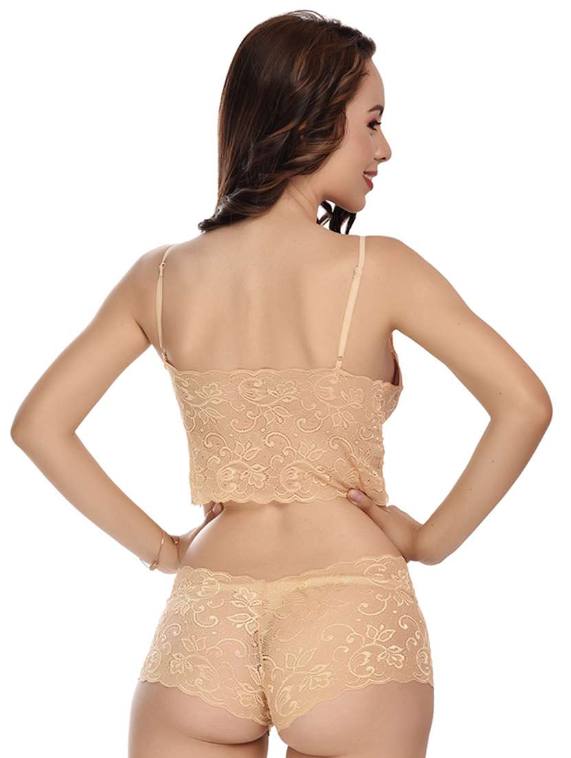 beige net bras and panty set - 19110820 -  Standard Image - 3