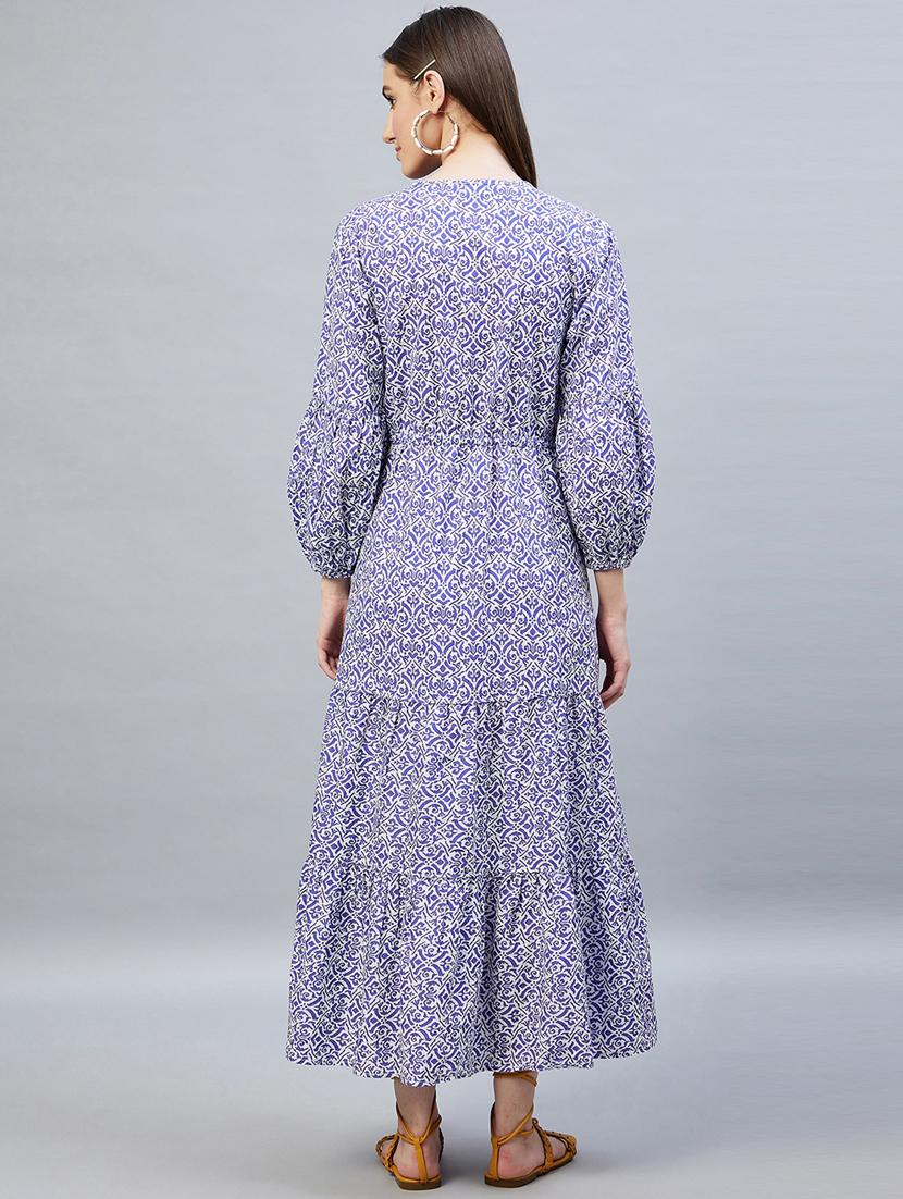 v-neck printed flared dress - 19111270 - Standard Image - 3
