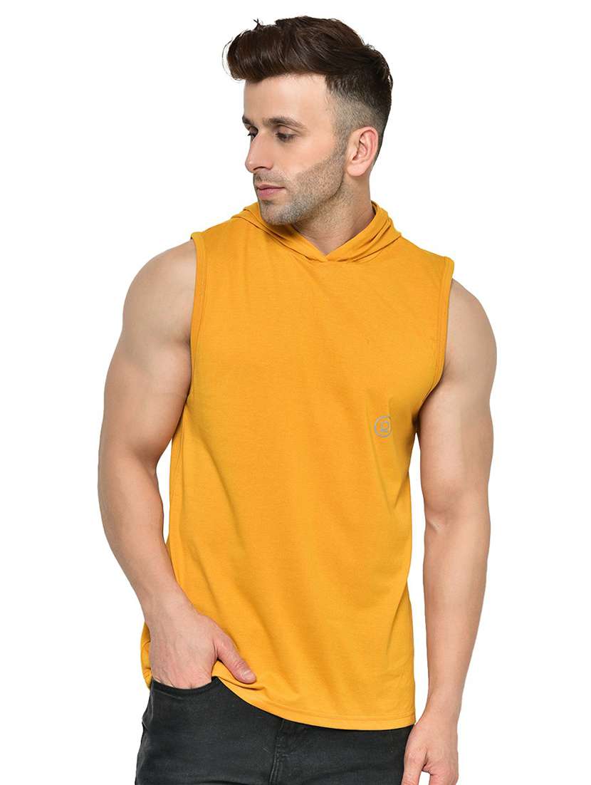 hooded neck solid t-shirt 