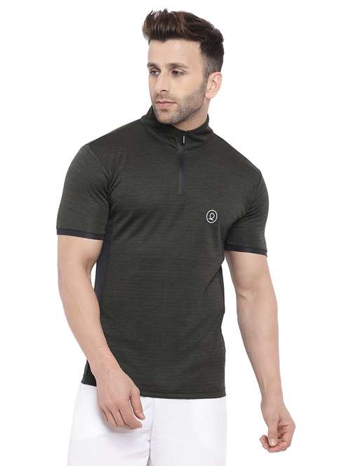 olive solid t-shirt - 19112723 -  Standard Image - 0