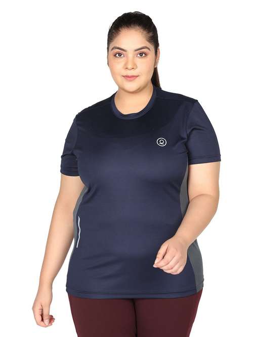 women's color block round neck t-shirt - 19113129 - Standard Image - 0