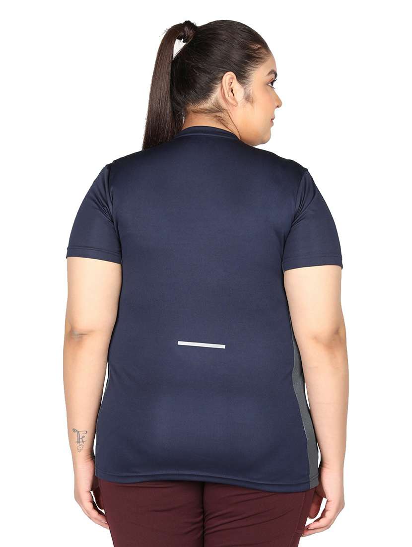 women's color block round neck t-shirt - 19113129 - Standard Image - 3